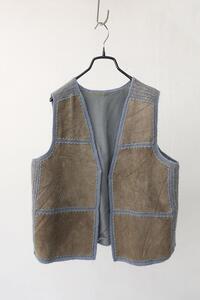 vintage leather crochet vest