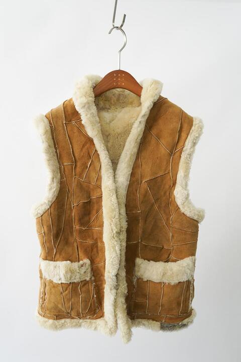 vintage mouton patchwork vest