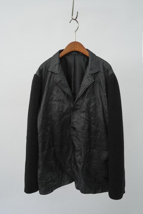 KARL HELMUT - leather &amp; knit jacket