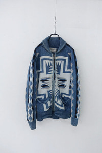 HOUSTON - indigo cotton knit jacket