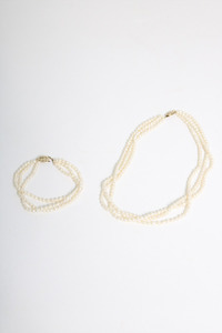 genuine pearl necklace &amp; bracelet