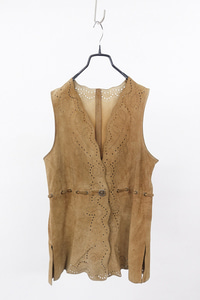vintage women&#039;s ethnic leather vest