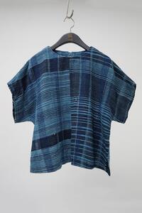 japan women&#039;s indigo woven top