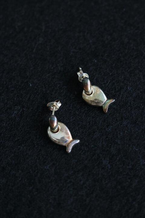 925 silver ear ring - fish 2