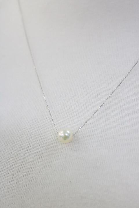 10K white gold &amp; pearl necklace