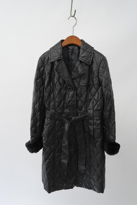vintage women&#039;s leather quilting coat