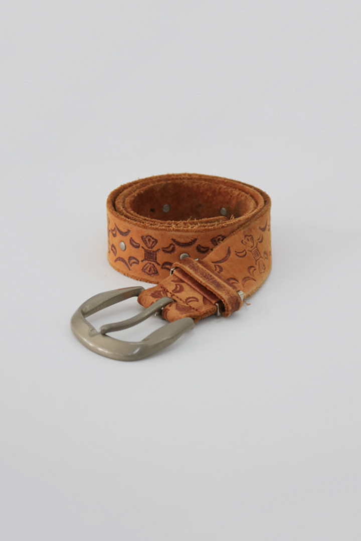 stamped leather belt